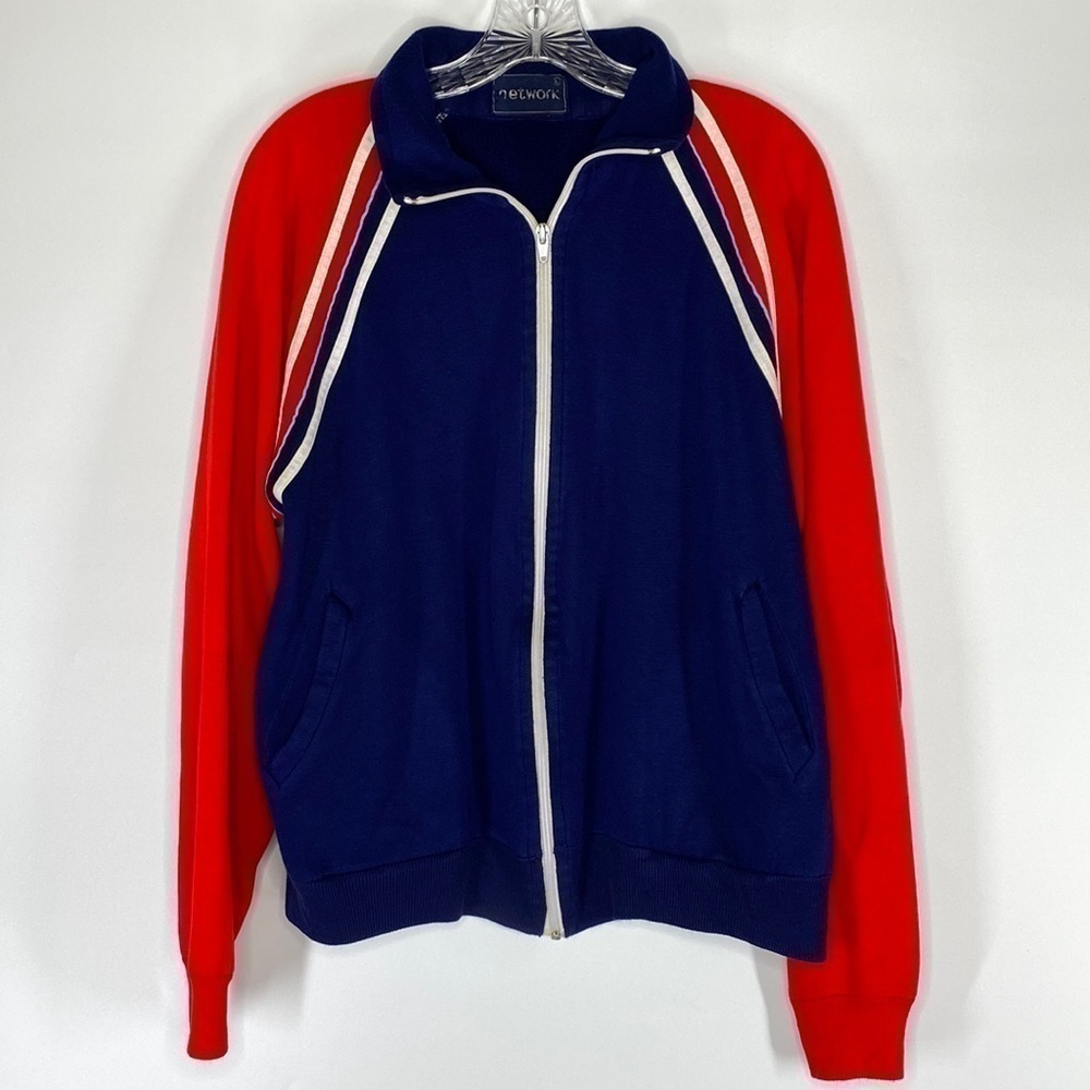 Vintage Network Varsity Red White Blue Jacket Large